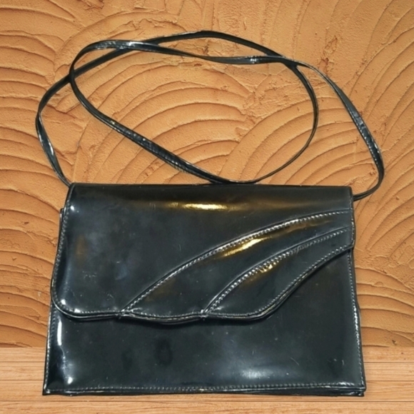 Faux Patent Leather Evening Shoulder Purse - Picture 1 of 4